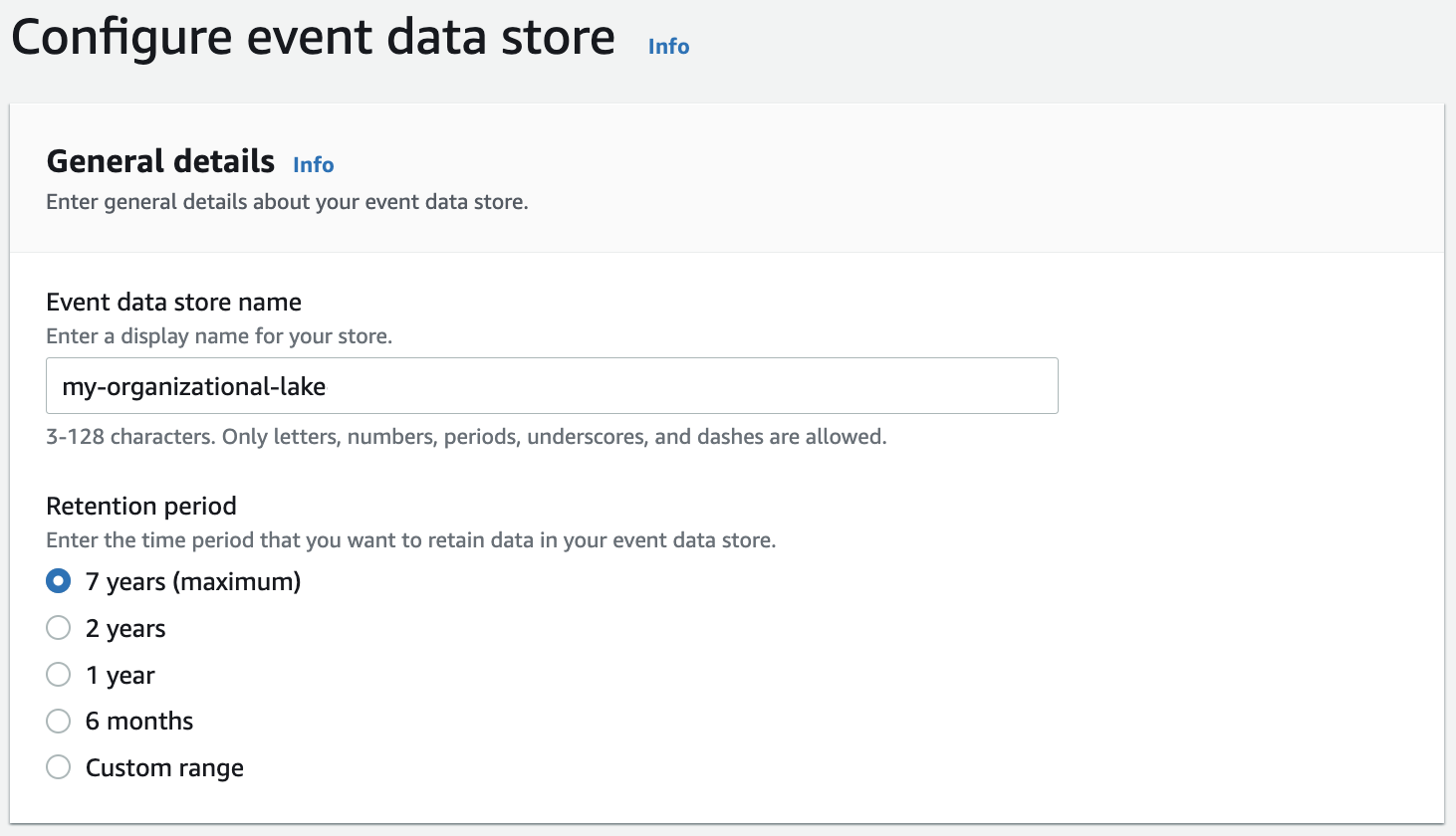Create event data store